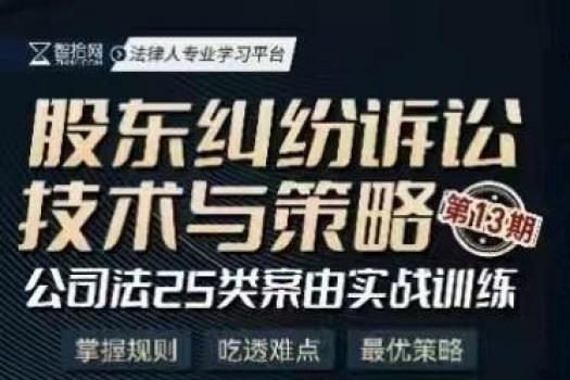 【VIP专享】股东纠纷诉讼技巧与策略训练营（上海站）-报名链接—Ethan