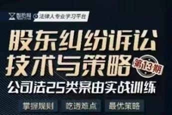 【VIP专享】股东纠纷诉讼技巧与策略训练营（上海站）-报名链接—Ethan