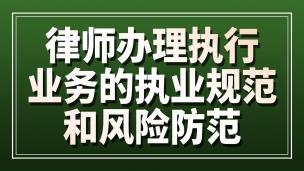律师办理执行业务的执业规范和风险防范